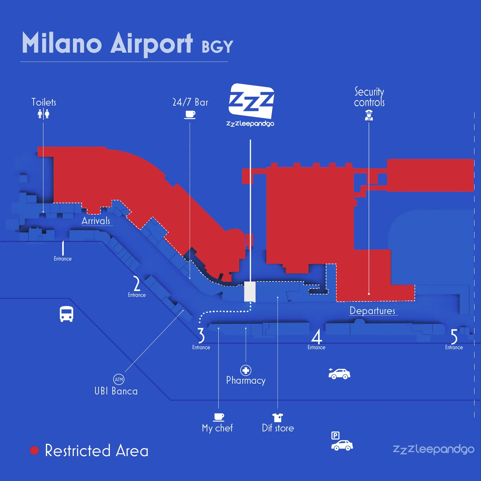 Map of the ZZZleepandGo cabins — Orio al Serio Airport